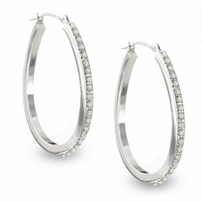 Diamond Fascination Large U Hoop Earrings In 14k White Gold Diamond Fascination Large U Hoop Earrings In 14k White Gold