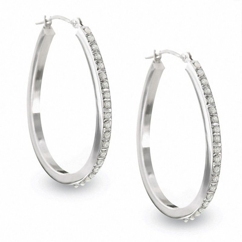 Diamond Fascination™ Large U-Hoop Earrings in 14K White Gold