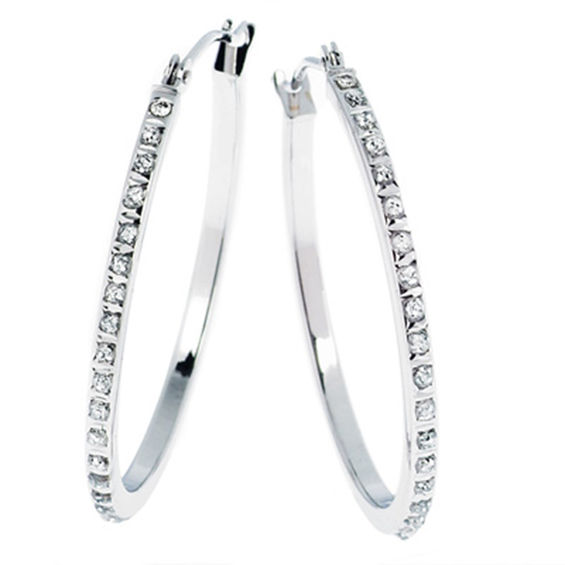 Macys Diamond Oversized Hoop Earrings in 14k Gold over Sterling Silver or  Sterling Silver 12 ct tw  Macys