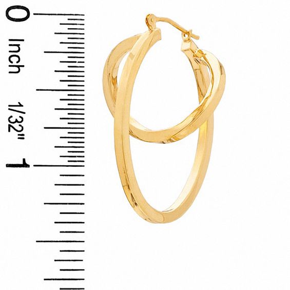 Square Eclipse Hoop Earrings in Sterling Silver and 14K Gold