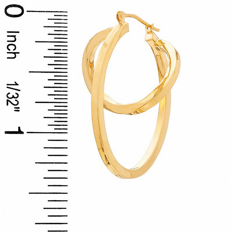 Main Image 2 of Square Eclipse Hoop Earrings in Sterling Silver and 14K Gold