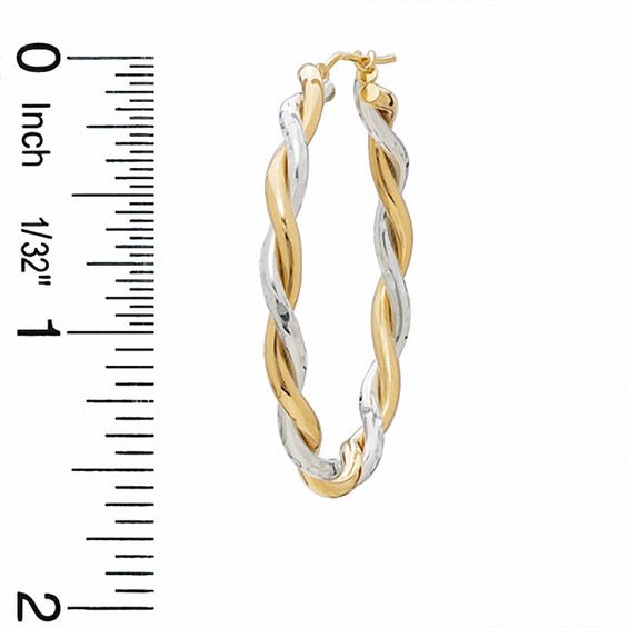 40mm Twist Hoop Earrings in Sterling Silver and 14K Gold