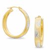Thumbnail Image 0 of 30mm Leaf Hoop Earrings in Sterling Silver with 14K Gold Plate