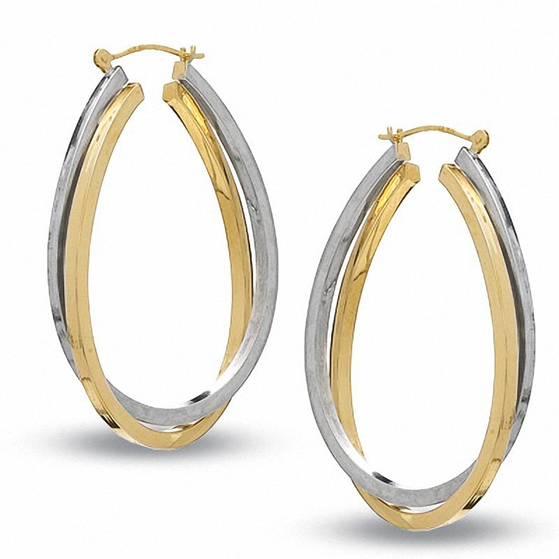 Oval Bypass Earrings in Sterling Silver and 14K Gold | Zales