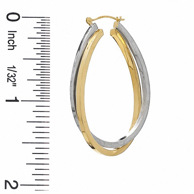 Main Image 2 of Oval Bypass Earrings in Sterling Silver and 14K Gold