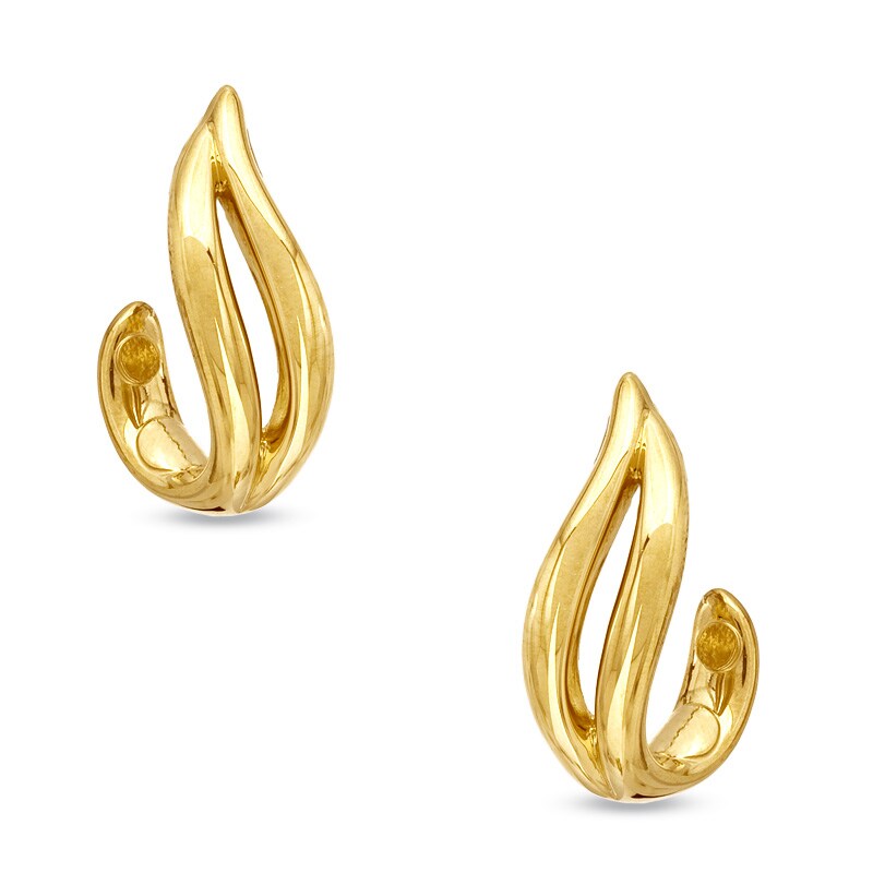 Main Image 1 of Double Bypass Hoop Earrings in Sterling Silver and 14K Gold