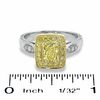 Thumbnail Image 3 of 1-1/3 CT. T.W. Certified Cushion-Cut Fancy Yellow Diamond Framed Ring in 18K White Gold