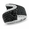 Thumbnail Image 1 of 2 CT. T.W. Enhanced Black and White Diamond Foldover Ring in 14K White Gold