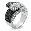 Thumbnail Image 2 of 2 CT. T.W. Enhanced Black and White Diamond Foldover Ring in 14K White Gold