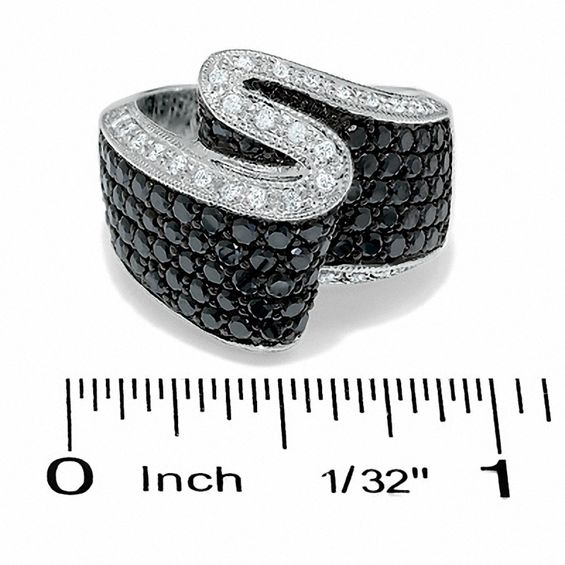 2 CT. T.w. Enhanced Black and White Diamond Foldover Ring in 14K White Gold