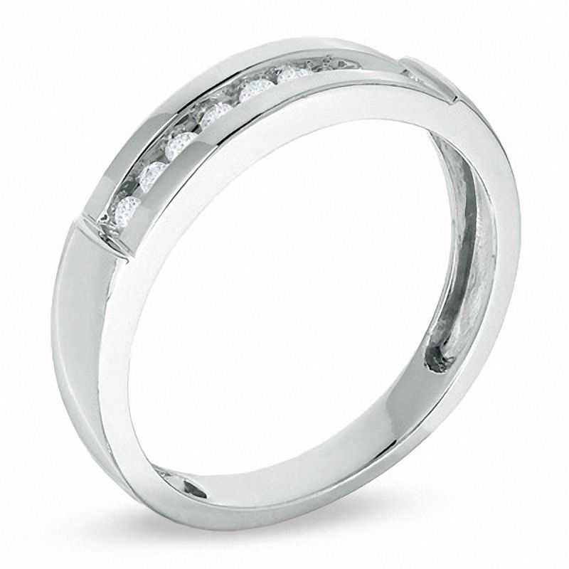Men's 1/5 CT. T.W. Diamond Wedding Band in 10K White Gold