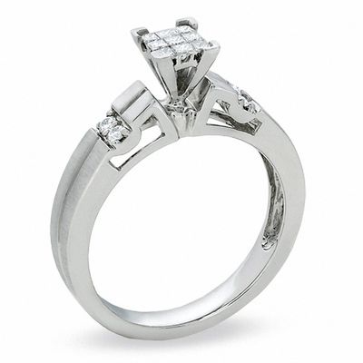 1 5 Ct T W Princess Cut Diamond Engagement Ring In 10k White Gold Gold Rings Rings Zales