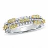 Thumbnail Image 1 of 3/4 CT. T.W. Enhanced Yellow and White Diamond Three Row Band in 14K White Gold