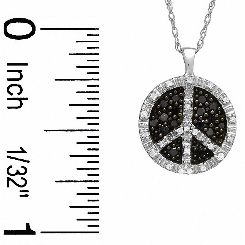Main Image 2 of 1/5 CT. T.W. Enhanced Black and White Diamond Peace Pendant in 10K White Gold