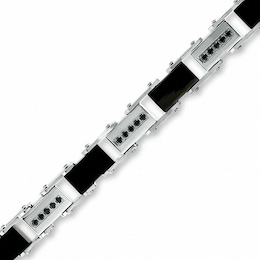 1/4 CT. T.W. Black Diamond Black IP Bracelet in Stainless Steel - 8.5"