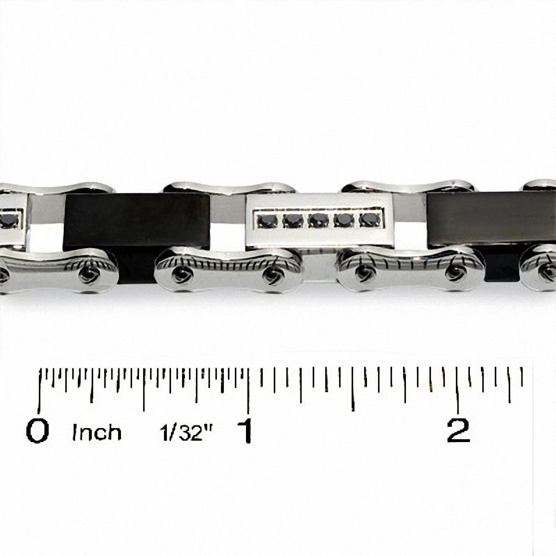 Main Image 3 of 1/4 CT. T.W. Black Diamond Black IP Bracelet in Stainless Steel - 8.5"