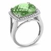 Thumbnail Image 2 of Cushion-Cut Green Quartz Ring in Sterling Silver with Diamond Accents