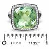 Thumbnail Image 3 of Cushion-Cut Green Quartz Ring in Sterling Silver with Diamond Accents