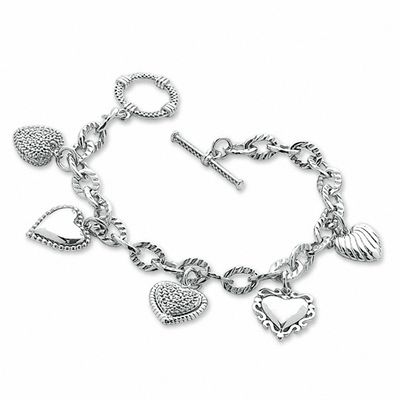 Rose quartz and solid silver heart charm bracelet!