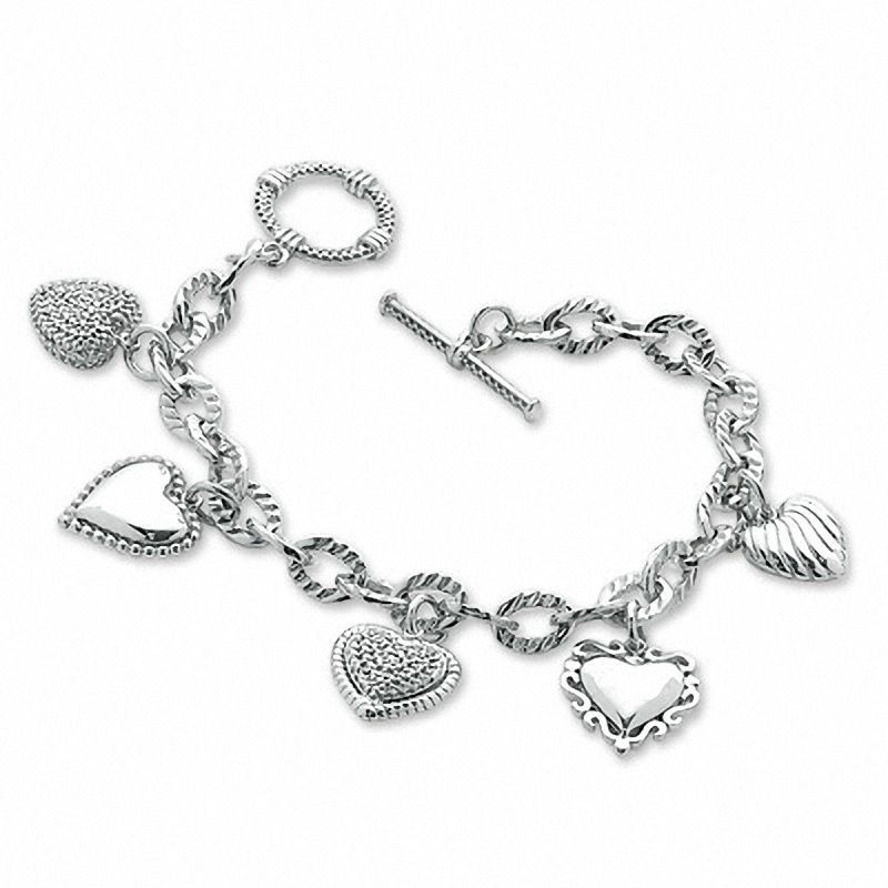 925 Silver Heart Charm Bracelet Online Jewellery Shopping India | Dishis  Designer Jewellery