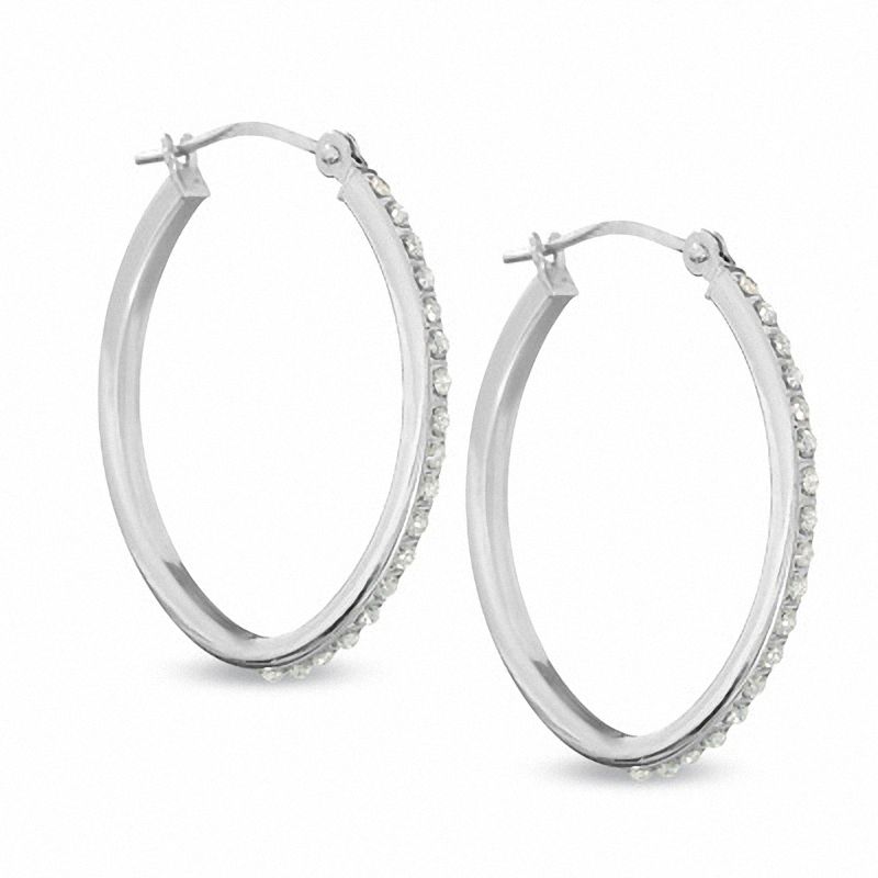 Diamond Fascination™ Medium Hoop Earrings in 14K White Gold