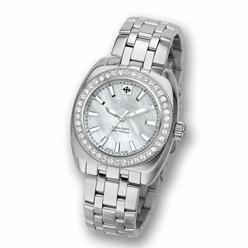 Main Image 1 of Ladies' Zodiac Desert Falcon Crystal Accent Watch with Mother-of-Pearl Dial (Model: ZO4515)