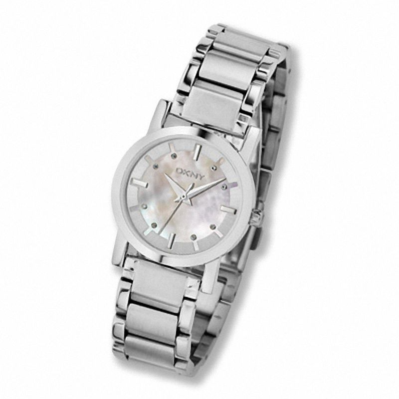 Main Image 1 of Ladies' DKNY Stainless Steel Watch with Mother-of-Pearl Dial and Crystal Accents (Model: NY4519)