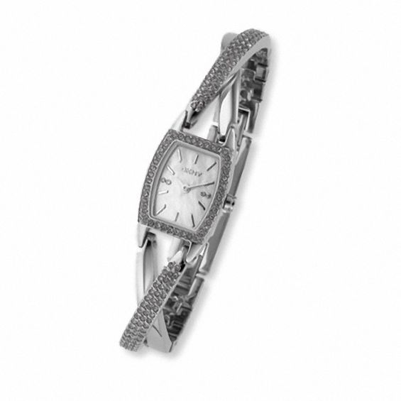 Ladies' Dkny Crystal Accent Watch with Tonneau Mother-of-Pearl Dial (Model: Ny4633)
