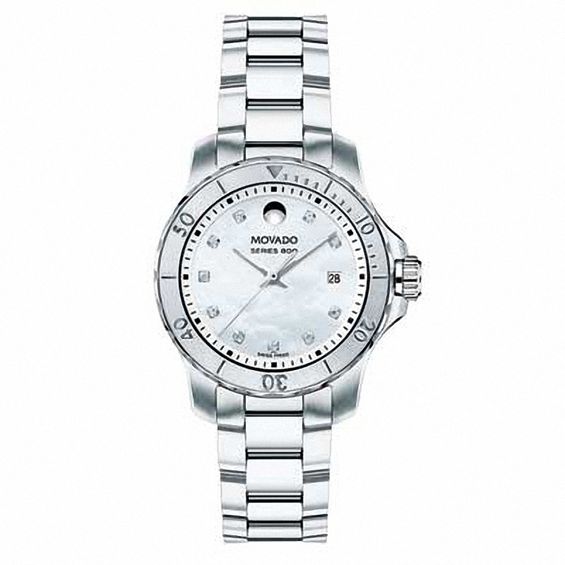 Ladies' Movado Series 800 Diamond Accent Watch with Mother-of-Pearl Dial (Model 2600114)