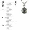 Thumbnail Image 1 of 8.0 - 9.0mm Black Cultured Tahitian Pearl and Diamond Accent Pendant in 14K White Gold