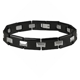 Two-Tone Tungsten and Ceramic Link Bracelet - 8.25"