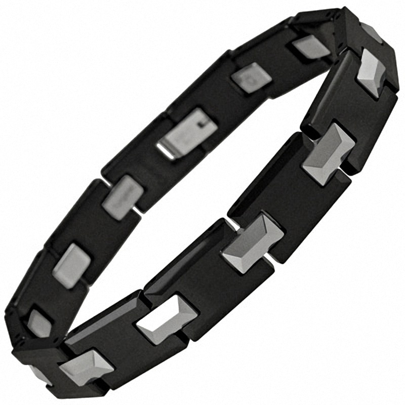 Men's Two-Tone Tungsten and Ceramic Link Bracelet - 8.25"
