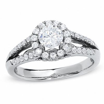 Details about   1 Ct Round Cut White Moissanite Split Shank Engagement Ring 14K White Gold Over