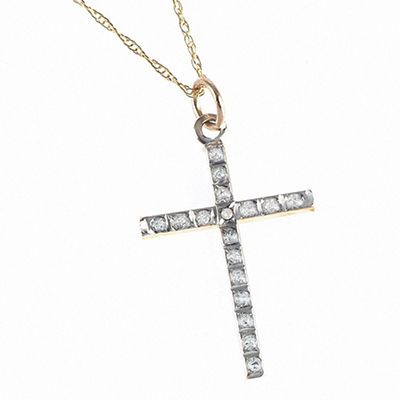 Diamond Fascination 14k White Gold Diamond Fascination Cross Earrings