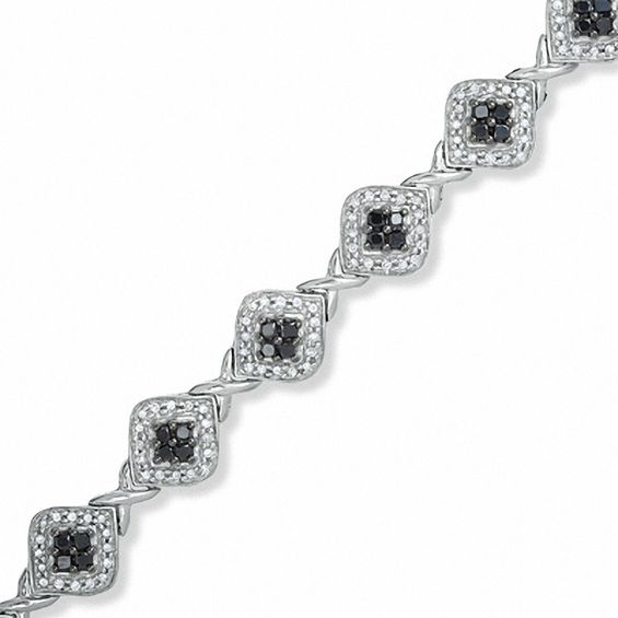 2 CT. T.w. Enhanced Black and White Diamond Fashion Bracelet in Sterling Silver