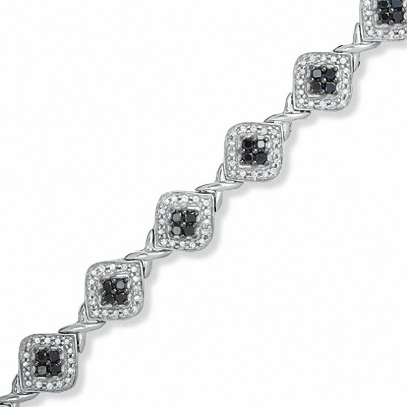 Main Image 1 of 2 CT. T.W. Enhanced Black and White Diamond Fashion Bracelet in Sterling Silver