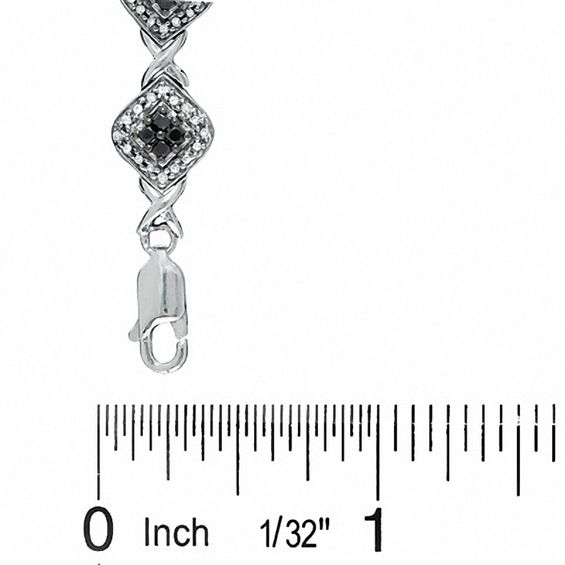 2 CT. T.w. Enhanced Black and White Diamond Fashion Bracelet in Sterling Silver