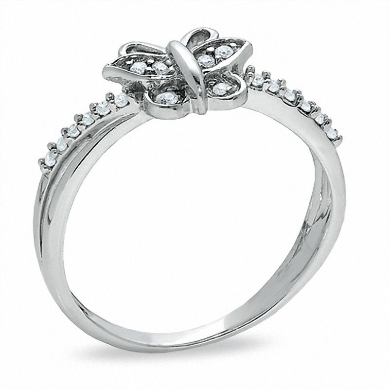 Diamond Accent Butterfly Fashion Ring in 10K White Gold