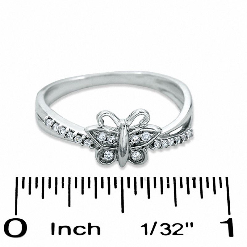 Diamond Accent Butterfly Fashion Ring in 10K White Gold