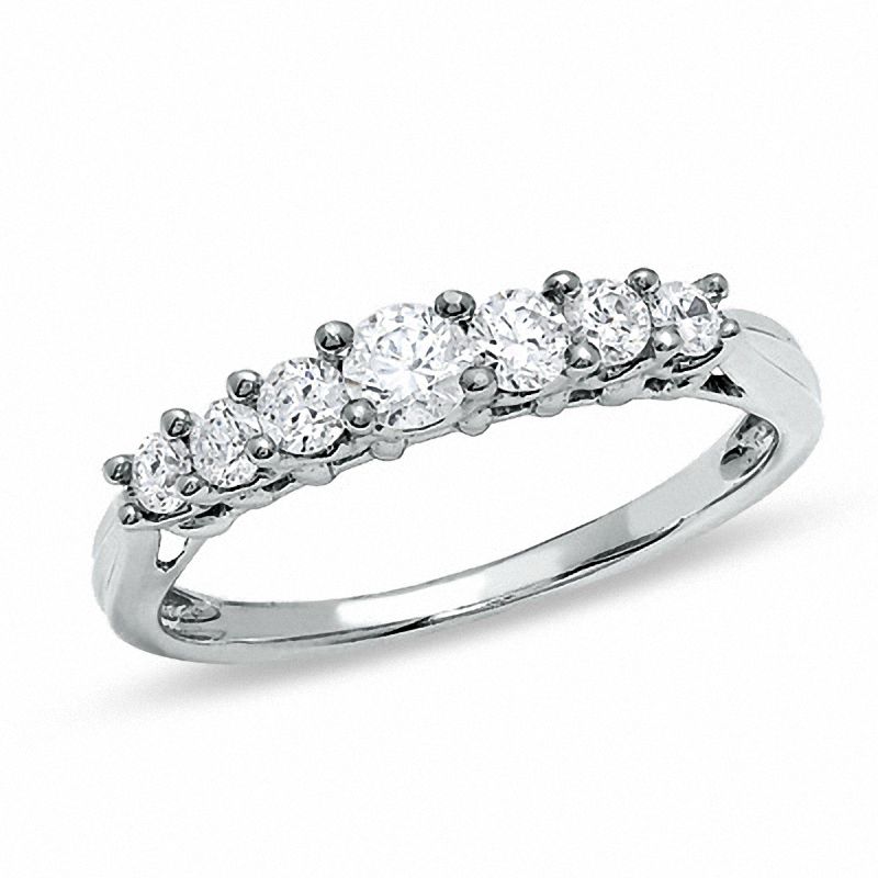 Main Image 1 of 1/3 CT. T.W. Diamond Seven-Stone Band in 10K White Gold