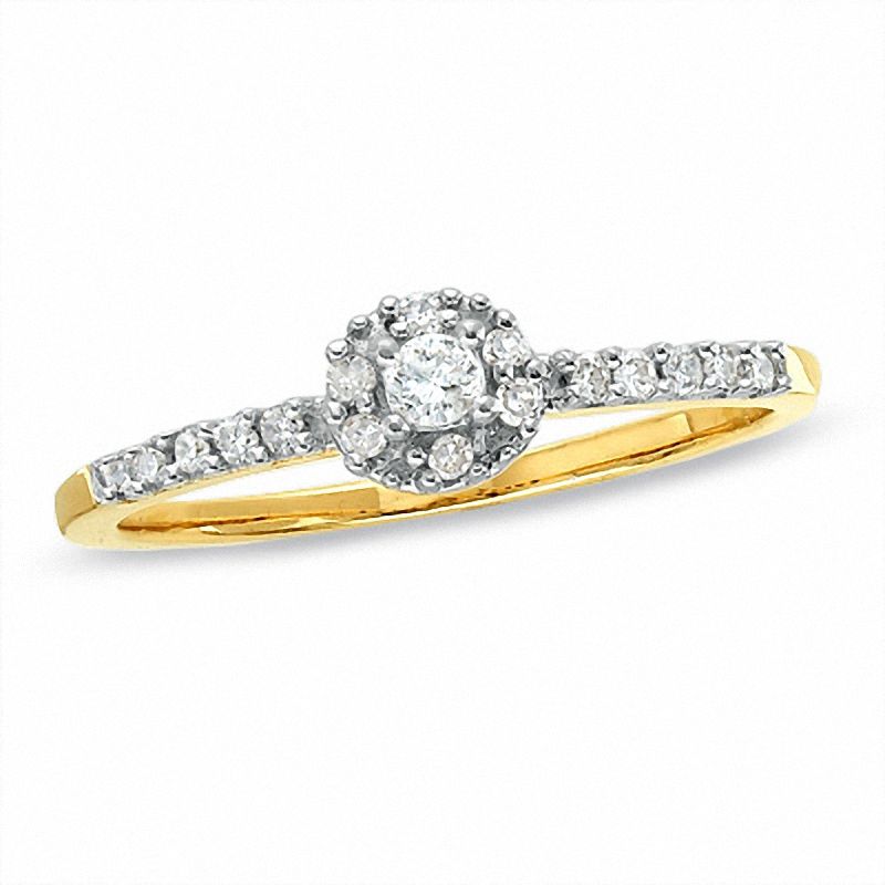 Main Image 1 of 1/8 CT. T.W. Diamond Round Bezel Promise Ring in 10K Gold