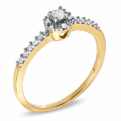 1/8 CT. . Diamond Round Bezel Promise Ring in 10K Gold | Zales