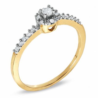 1/8 CT. . Diamond Round Bezel Promise Ring in 10K Gold | Zales 1/8 CT. . Diamond Round Bezel Promise Ring in 10K Gold | Zales