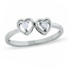 Thumbnail Image 1 of 1/15 CT. T.W. Diamond Double Heart Promise Ring in 10K White Gold