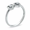 Thumbnail Image 2 of 1/15 CT. T.W. Diamond Double Heart Promise Ring in 10K White Gold