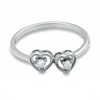 Thumbnail Image 3 of 1/15 CT. T.W. Diamond Double Heart Promise Ring in 10K White Gold