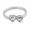 Thumbnail Image 2 of 1/15 CT. T.W. Diamond Double Heart Promise Ring in 10K White Gold