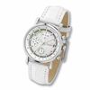 Thumbnail Image 1 of Ladies' DKNY Chronograph White Leather Strap Watch with Mother-of-Pearl Dial (Model: NY4528)