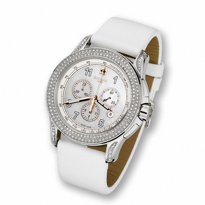 Main Image 1 of Ladies' Zodiac Streamline Chronograph Strap Watch with Mother-of-Pearl Dial (Model: ZO3911)