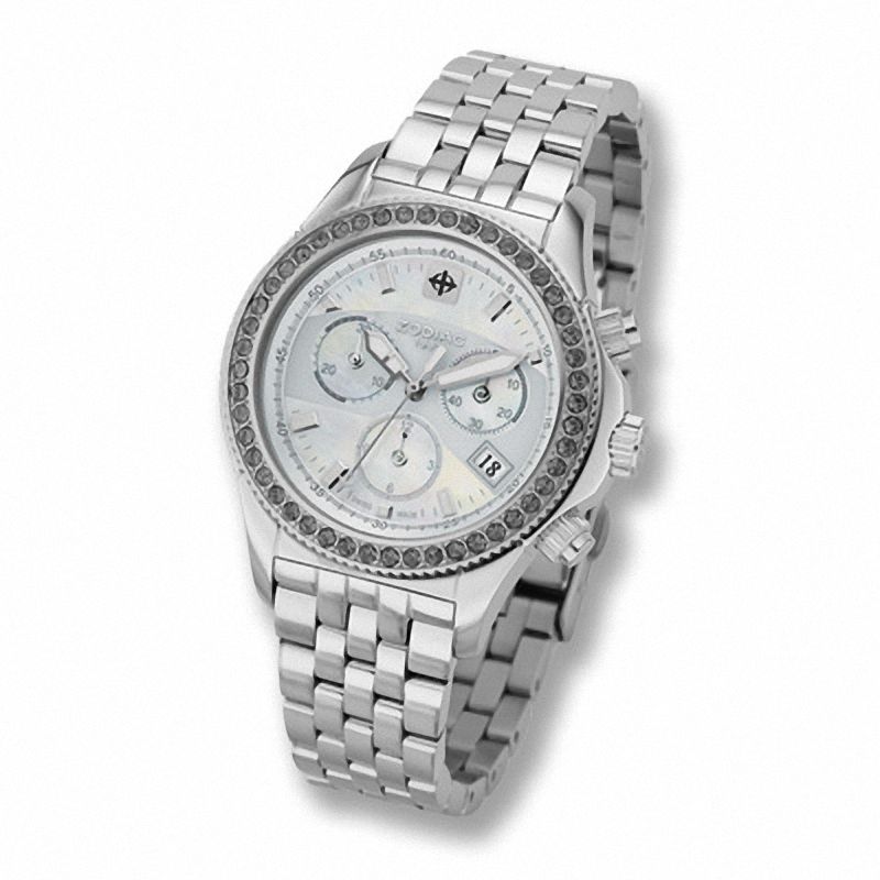 Ladies' Zodiac Streamline Chronograph Watch with Mother-of-Pearl Dial (Model: ZO7615)